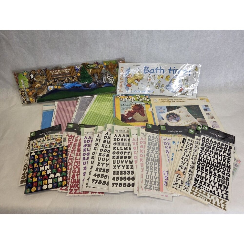 Lot of 12x12 SCRAPBOOK Paper Alphabet Stickers Album Junk Journal Crafts Cards